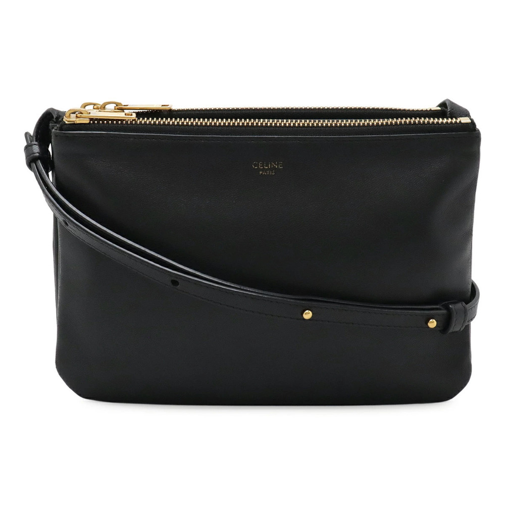 Celine Trio Crossbody Bag Leather Black
